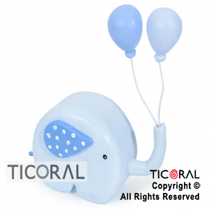 ADORNO ELEFANTE CON GLOBOS BEBE CELESTE A.PORC x 1